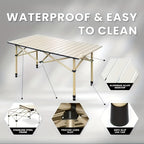 Portable Foldable Camping Picnic Table 4-6 Person Adjustable Height Metal Outdoor Folding Table with Storage Bag for Backyard Beach BBQ Indoor Outdoor