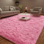 Shaggy Plush Area Rug Non-Slip Machine Washable Fluffy Tie-Dye Shedding Resistant 5x8 8x10 ft for Living Room Bedroom 7 Colors