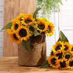 Sunflowers Artificial Flowers 20pcs 10pcs Bulk Fake Sunflower Stems for Home Decor, Wedding Centerpiece, Outdoor Table Decor, Church School Photography Props, Party & Mother's Day Gift