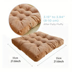 Plush Square Seat Cushion 21.6x21.6 In – Soft Floor Cushion for Dining Chair Tatami Futon Office Computer Chair, 2 Colors