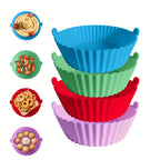 Silicone Air Fryer Liners Set of 4 - Non-Stick Reusable Air Fryer Liner Pot Heat Resistant to 446°F, Oven & Microwave Safe - Fits Most Air Fryers, Easy Cleanup Kitchen Accessory