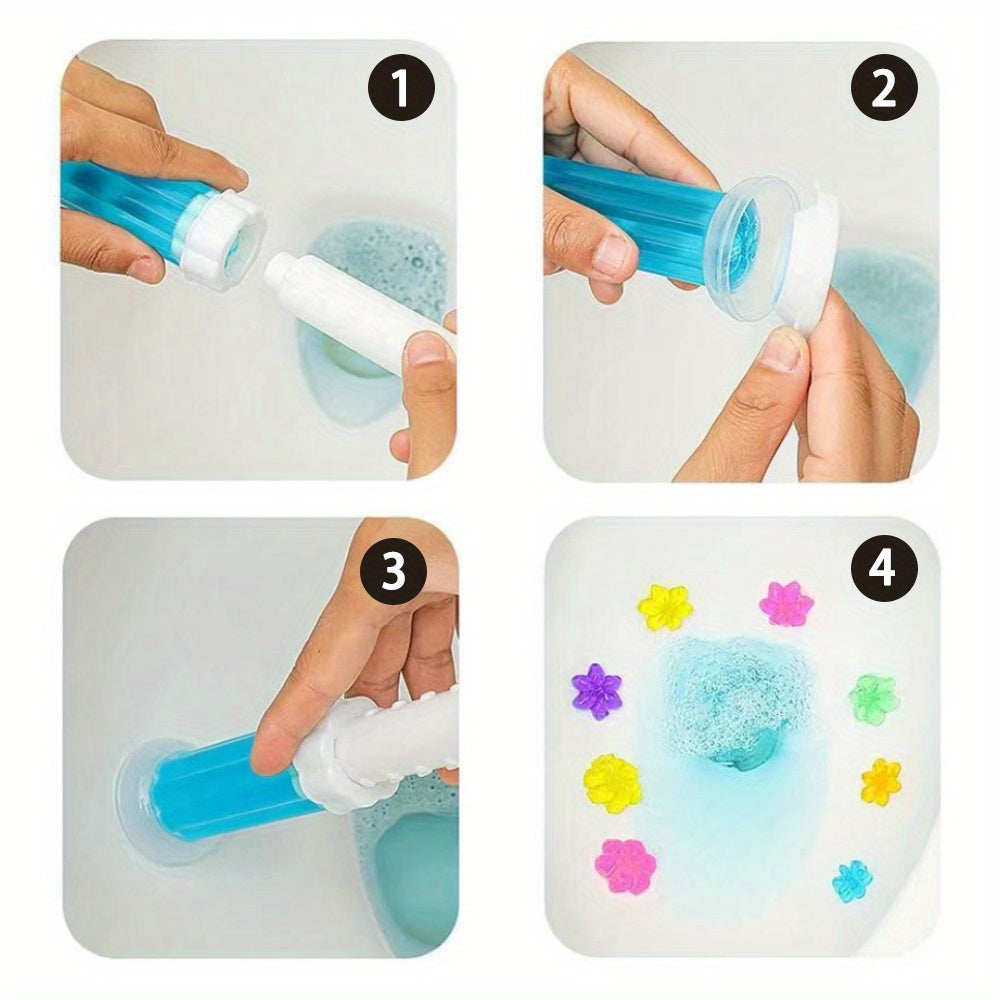 Toilet Bowl Cleaner Gel Stamps with Dispenser – Dissolves Yellow Scale, Water & Urine Stains, Auto-Release Per Flush, Air Freshening Scent, for Toilet, Wash Basin, Bathroom & RV