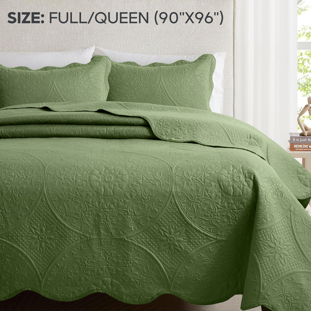 Luxury Quilted Bedspread Set 3 Piece Floral Coverlet with Pillow Shams Breathable Lightweight All Season - Twin Queen King California King 16 Colors