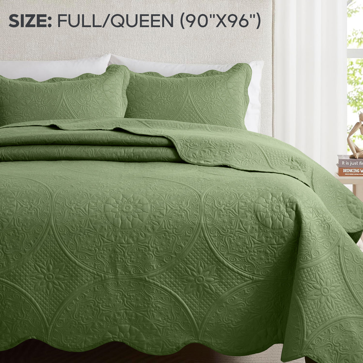 Luxury Quilted Bedspread Set 3 Piece Floral Coverlet with Pillow Shams Breathable Lightweight All Season - Twin Queen King California King 16 Colors