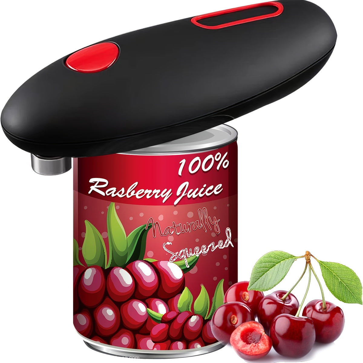 One-Click Electric Can Opener – Auto Shut-Off, Smooth Edges, Ergonomic | For Elderly, Arthritis & Weak Grip | Red & Black