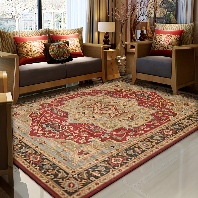 Persian Boho Area Rug Ethnic Style – Non-Slip Non-Shedding Absorbent Carpet for Living Room Bedroom, Baby Blue & Mixed Colorways, 4x6 ft