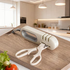 4-Stage Knife Sharpener Professional Manual Sharpener - Multi-Purpose Kitchen Knife Sharpener for Ceramic, Scissors & Hunting Knives, Anti-Slip Ergonomic Handle, Stone Design Blade Sharpener