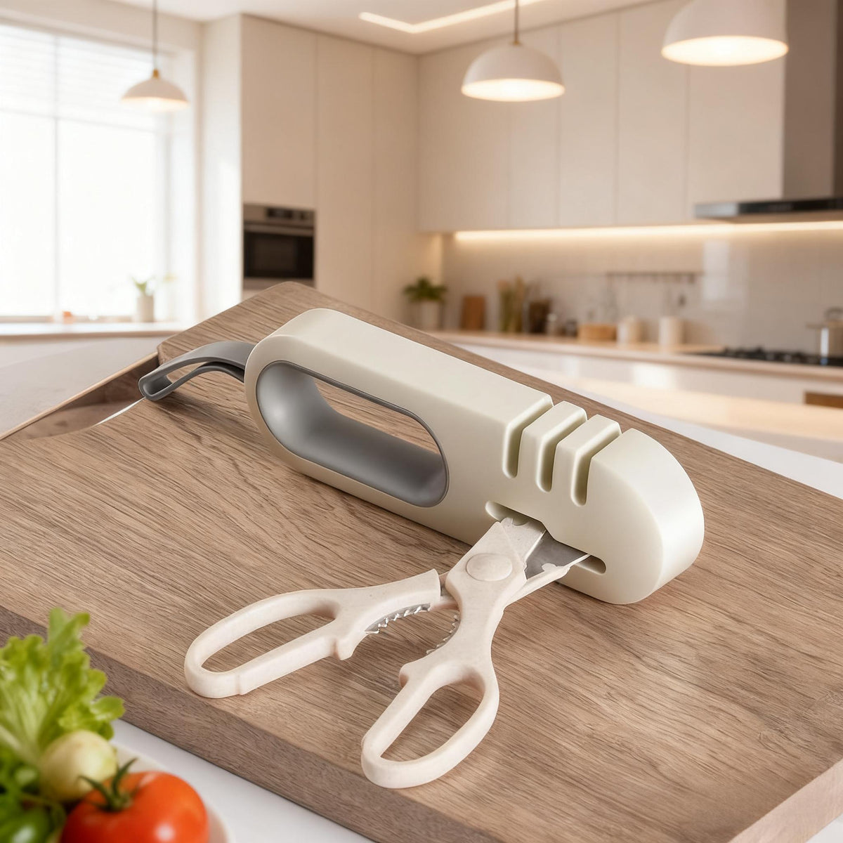 4-Stage Knife Sharpener Professional Manual Sharpener - Multi-Purpose Kitchen Knife Sharpener for Ceramic, Scissors & Hunting Knives, Anti-Slip Ergonomic Handle, Stone Design Blade Sharpener