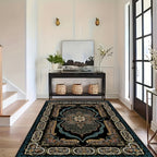 Bohemian Floral Velvet Area Rug Non-Slip Shedding-Resistant Machine Washable 100% Polyester Floor Mat for Living Room Bedroom Kitchen Office Multiple Sizes