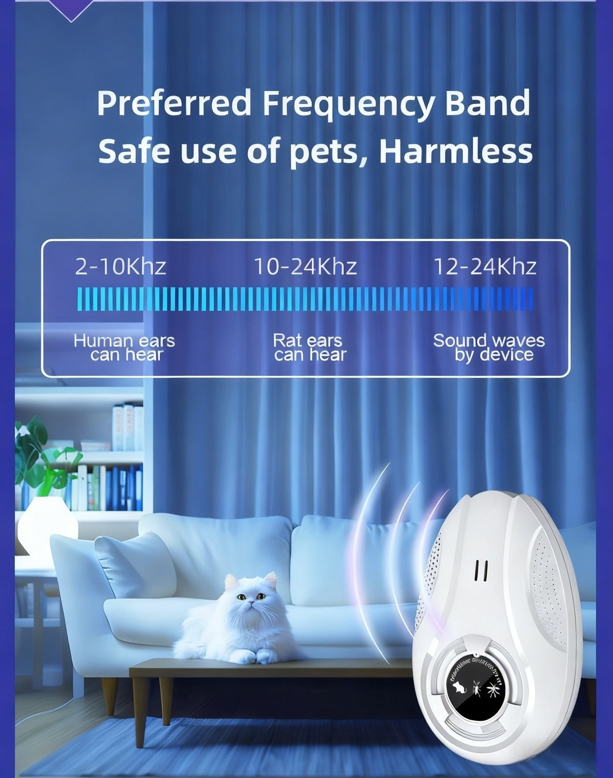 Electronic Soundwave Pest Repeller USB Powered Frequency Conversion Insect Repellent Chemical-Free for Home Shop Warehouse Office Low Voltage Multifunctional