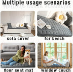 Fuzzy Quilted Pet Couch Cover Non-Slip Washable – Short Plush 100% Polyester Sofa Protector for Dogs, 5 Colors, Armchair Loveseat 2/3/4-Seater & Sectional Slipcover