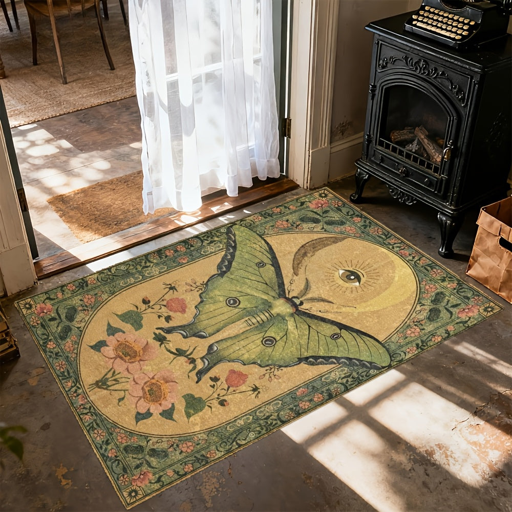 Floral Accent Rug 31x20 Inch Soft Flannel Non-Slip Machine Washable Small Area Rug for Bedroom Entryway Living Room Bathroom Home Decor