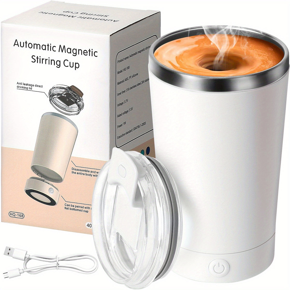 Electric Self Stirring Coffee Mug - Portable Magnetic Rotating Mixing Cup for Coffee, Chocolate, Milk, Protein Powder & Cocoa, Perfect for Office, School, Gym & Home
