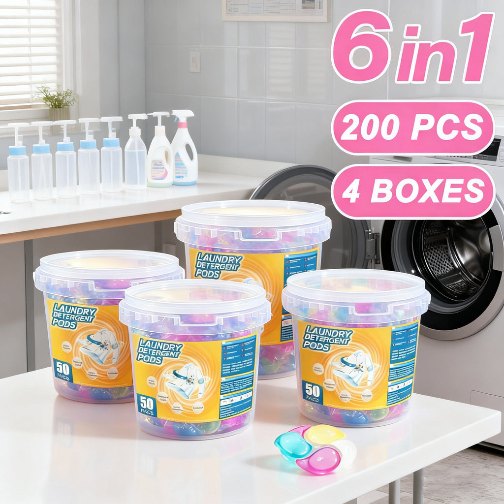 Laundry Scent Beads 6-in-1 with Detergent Dispenser & Laundry Balls, Long-Lasting Fragrance Washing Beads Pods for Fresh Clean Clothes, 50 Count Per Box, 1 or 2 Box Options