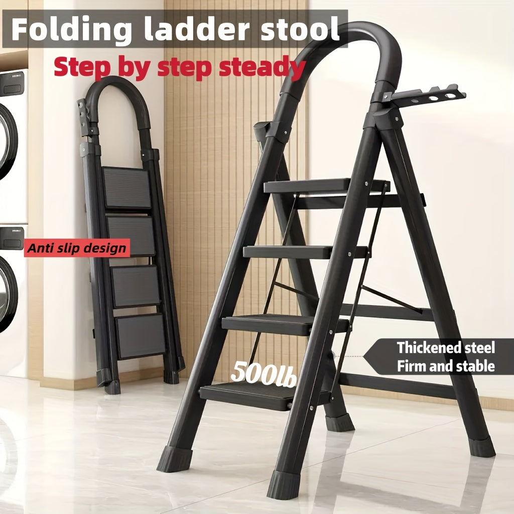 Heavy-Duty Folding Step Ladder 2 3 4 5 Step 500 Lbs Capacity Non-Slip Lightweight Portable Plastic Stepladder for Home and Industrial Use