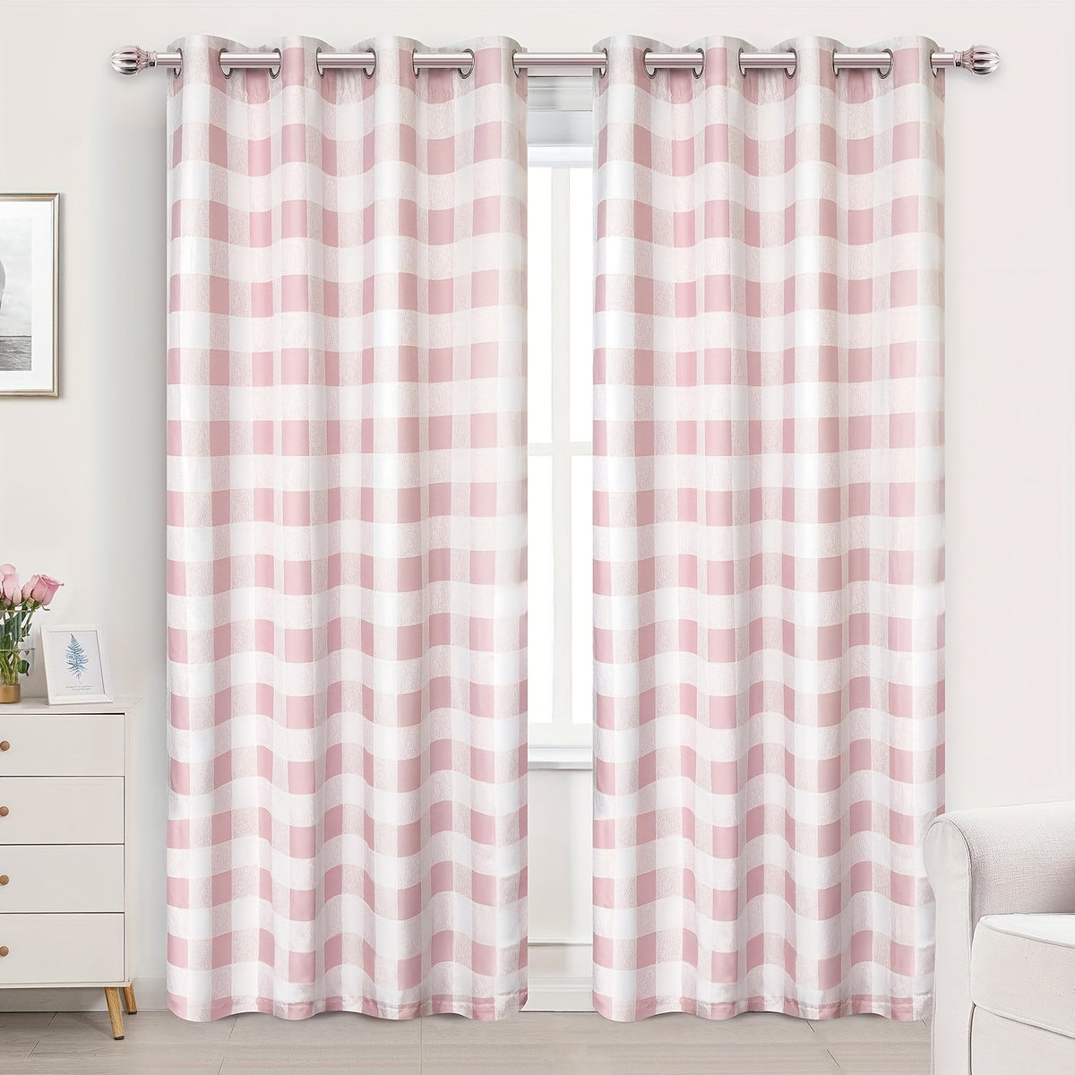 Buffalo Plaid Blackout Curtains Farmhouse Thermal Insulated Drapes | Room Darkening Window Panels for Bedroom Dining Room, 9 Colors 14 Sizes, Single or 2-Panel Set