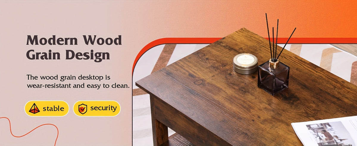 Lift Top Coffee Table with Storage Drawers & Hidden Compartment – Modern Wood Living Room Center Table, Space-Saving Multifunctional Design, 5 Colors