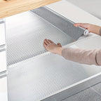 Aluminum Kitchen Sticker Liner 2 Rolls - Waterproof Oilproof Heat Resistant to 450F, Rhinestone Grid Self-Adhesive Foil for Stovetop Oven Cabinet Drawer Countertop, 23.6x39.4 Inch per Roll