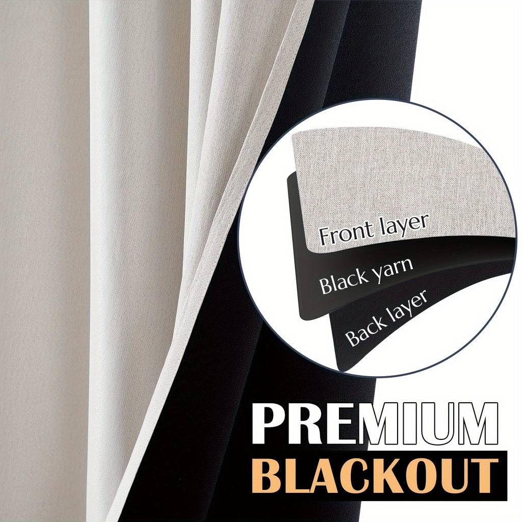 Blackout Curtains 4 Panel Set Grommet Textured for Bedroom & Living Room – 100% Room Darkening Thermal Insulated Luxury Drapes, 11 Colors & 5 Lengths