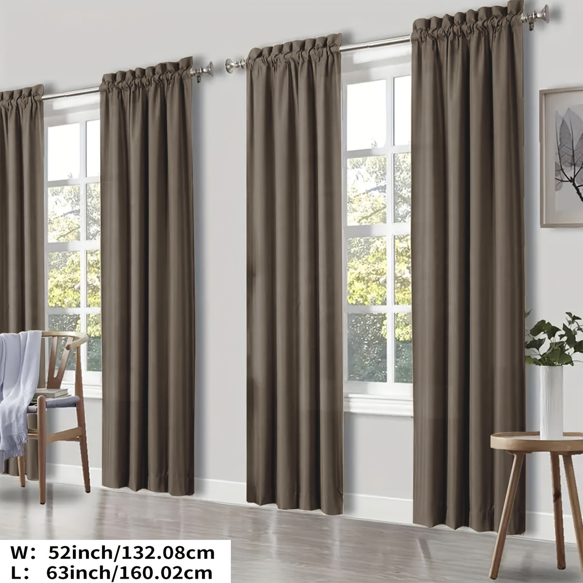 100% Blackout Curtains Rod Pocket 4 Panels - Thermal Insulated Energy Saving Drapes for Bedroom Living Room, 38" & 52" Wide 54"–108" Long, 7 Colors