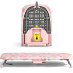 Tabletop Ironing Board with Iron Holder & Non-Slip Feet, Compact Portable Ironing Board with Heat-Resistant Cover for Small Spaces, Dorms and Travel, Space-Saving Design, Pink