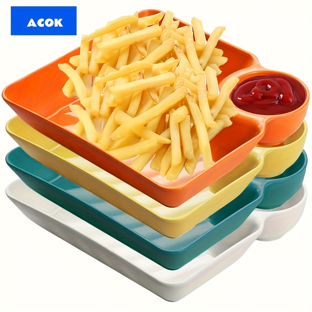 Colorful Serving Plates Set of 4 BPA-Free PP Snack Sushi Appetizer Plates with Dipping Sauce Dishes for Charcuterie Desserts Holiday Christmas Parties