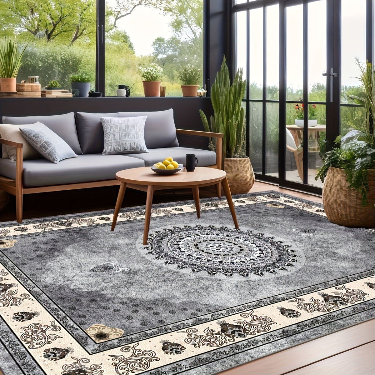 Luxurious Velvet Area Rug – Bohemian Vintage Persian Floral & Paisley Pattern, Slip-Resistant & Machine Washable 100% Polyester | Living Room & Bedroom | Multiple Sizes