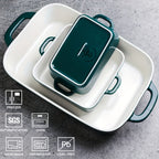 Porcelain Rectangular Baking Dish 12.8 x 8.9 Inch Ceramic Bakeware for Cakes Dinners Casseroles & Banquets - Oven Safe Roasting Pan