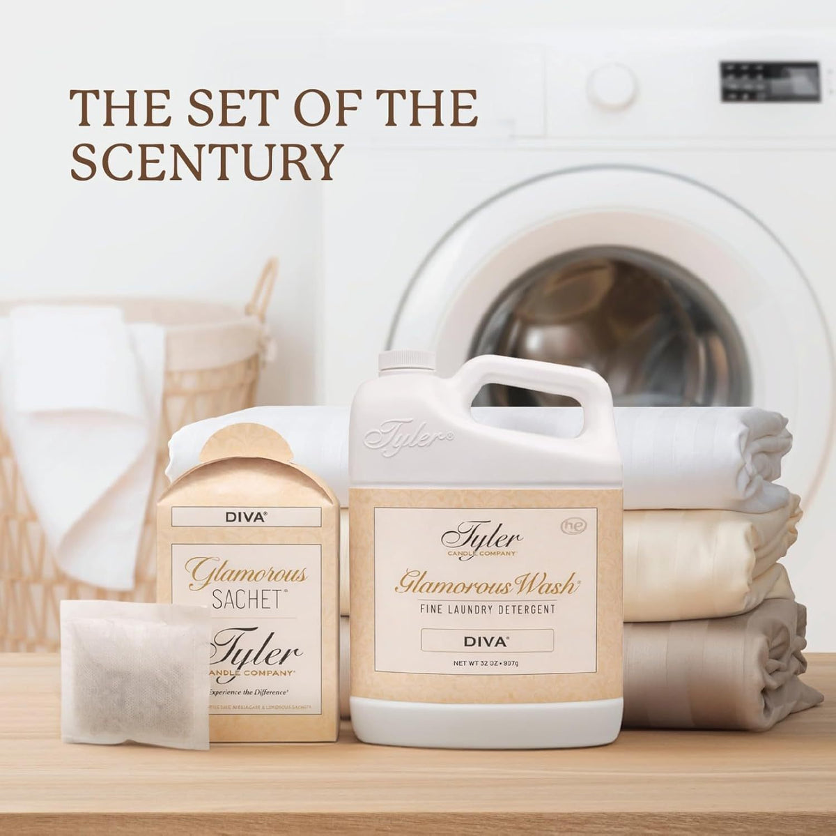 Luxury Scented Laundry Detergent Set, Diva Fragrance Fine Liquid Wash 32oz with Dryer Sachets & Stain Remover Pen, Hand & Machine Safe for Delicates Linens Clothing