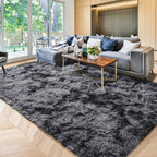Fluffy Shag Area Rug for Living Room Bedroom - Super Soft Plush Faux Fur Carpet, Thick Shaggy Indoor Rug, Gray & Tie-Dye, 4 Sizes