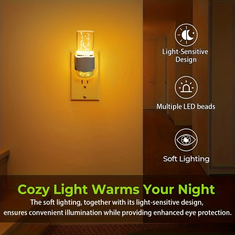 Night Lights Plug-In 2 Pack, Dimmable 3000K Warm LED, Auto Light Sensor, Modern Wall Night Light for Hallway, Bedroom & Living Room