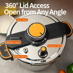 Stainless Steel Pressure Cooker & Stew Pot with One-Twist Lock Lid – 1.32, 1.59 & 2.11 Gal Sizes, Induction & Gas Compatible, Dishwasher Safe for Family Meals