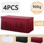 Rectangle Tablecloth with Skirt Wrinkle-Resistant Table Cover for Weddings Birthdays Graduations Black White Red 1 2 4 8 Pcs