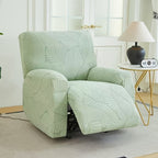 Stretch Jacquard Recliner Cover Large Leaf Pattern Armchair Slipcover Furniture Protector for Living Room Bedroom Office Single Seat Sofa Chair Cover Green Gray Blue