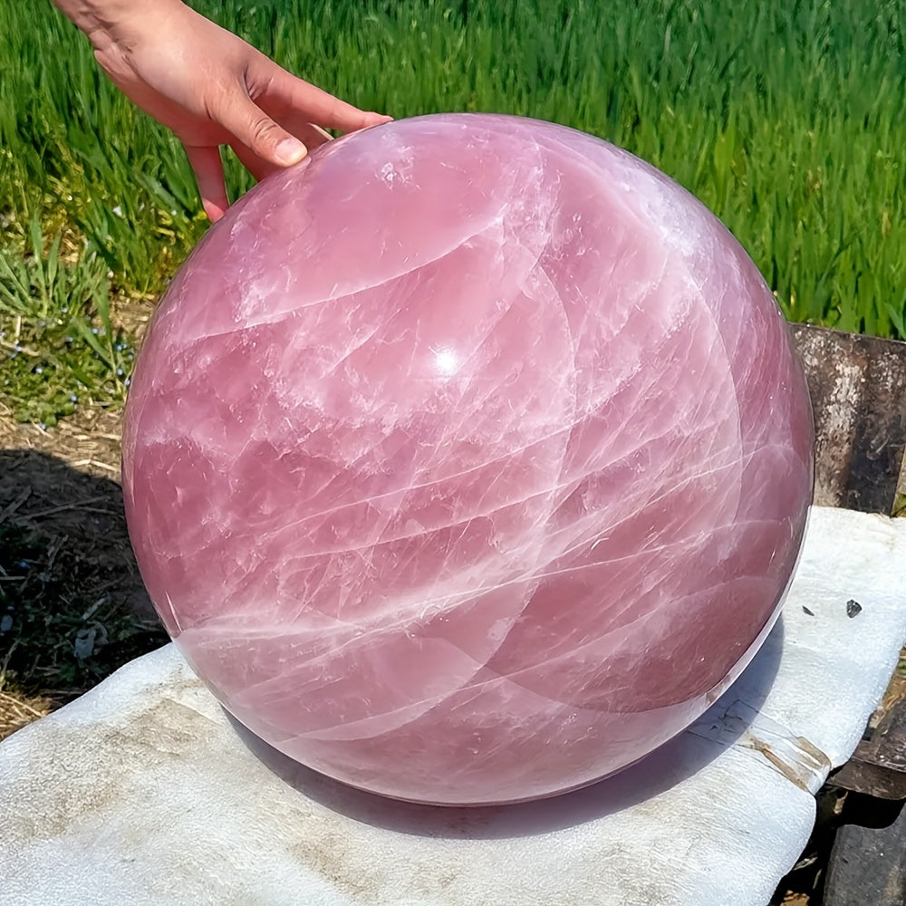 Rose Quartz Crystal Ball – Natural Pink Quartz Sphere Polished for Tabletop Display, Collector Mineral Specimen, Healing Crystal Home Decor Gift for Valentine's Day, Christmas & Easter