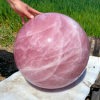Rose Quartz Crystal Ball – Natural Pink Quartz Sphere Polished for Tabletop Display, Collector Mineral Specimen, Healing Crystal Home Decor Gift for Valentine's Day, Christmas & Easter