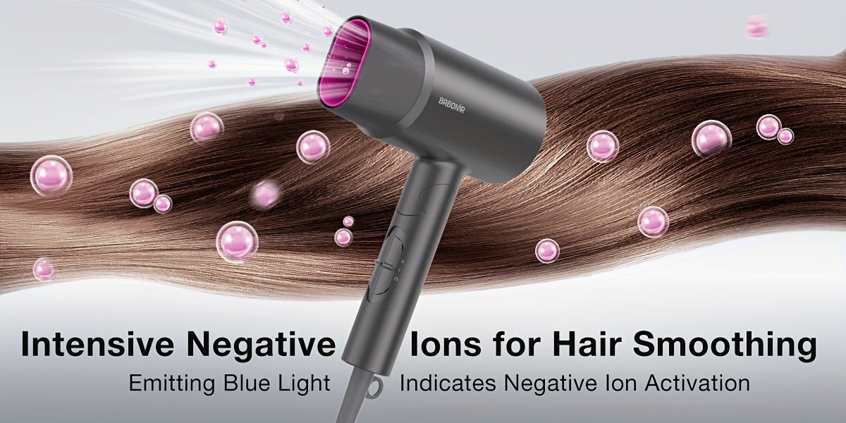 1875W Ionic Hair Dryer with Diffuser for Curly Hair – Quick-Drying Professional Blow Dryer, Foldable Lightweight Travel Hair Dryer for Women & Men, Leakage-Protected US Plug, Pink