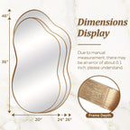 Irregular Wall Mirror Golden Asymmetrical Decorative Mirror Aviation Aluminum Alloy Frame for Bathroom Bedroom Living Room Entryway Cloakroom Modern Home Decor