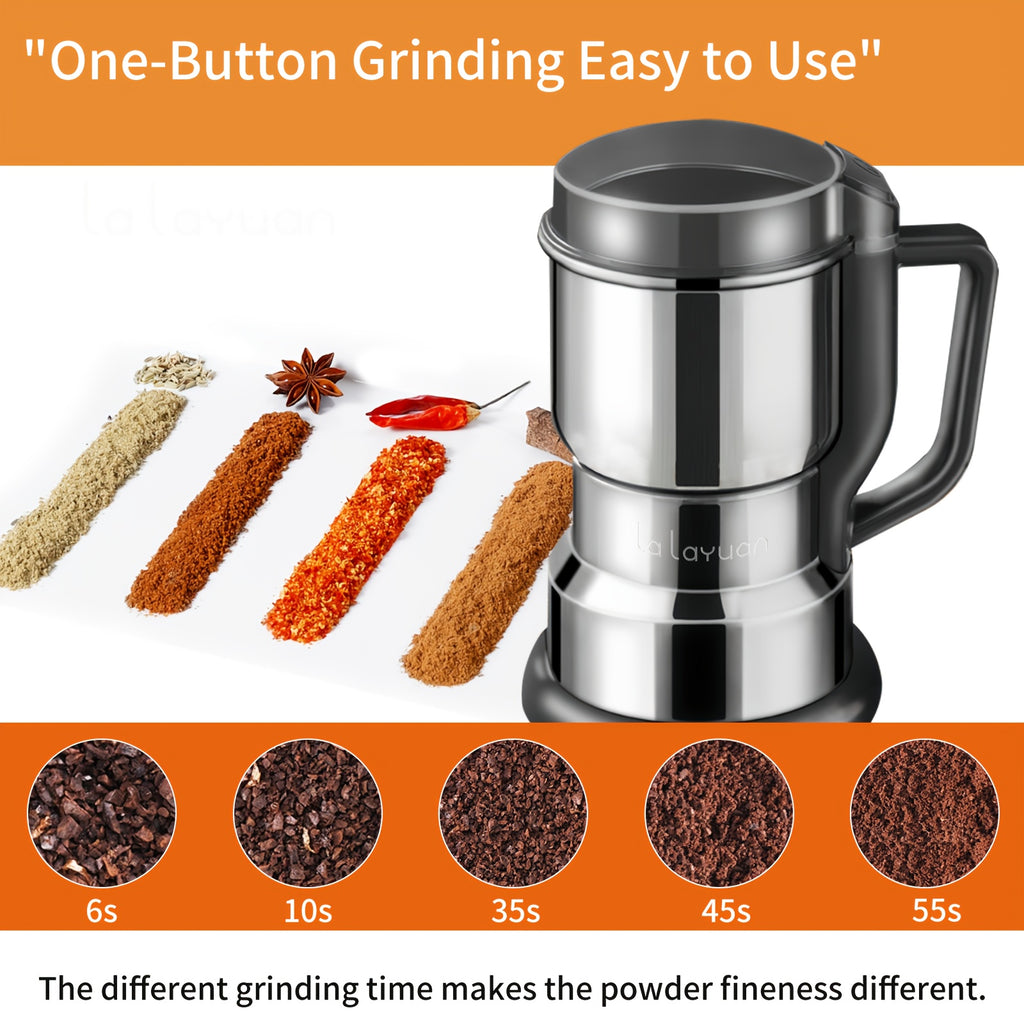 Electric Coffee Bean Grinder 300W 400g/14oz, 8-Blade Stainless Steel, One-Touch Button, Grinds Up to 36 Cups in 10 Seconds – Also for Spices, Grains & Nuts