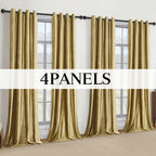 Velvet Grommet Curtains 4 Panels – Room Darkening Thermal Flannel Drapes for Living Room & Bedroom, Luxury Soft Window Panels, 52"W Multiple Lengths, Golden Hot Pink Champagne Taupe