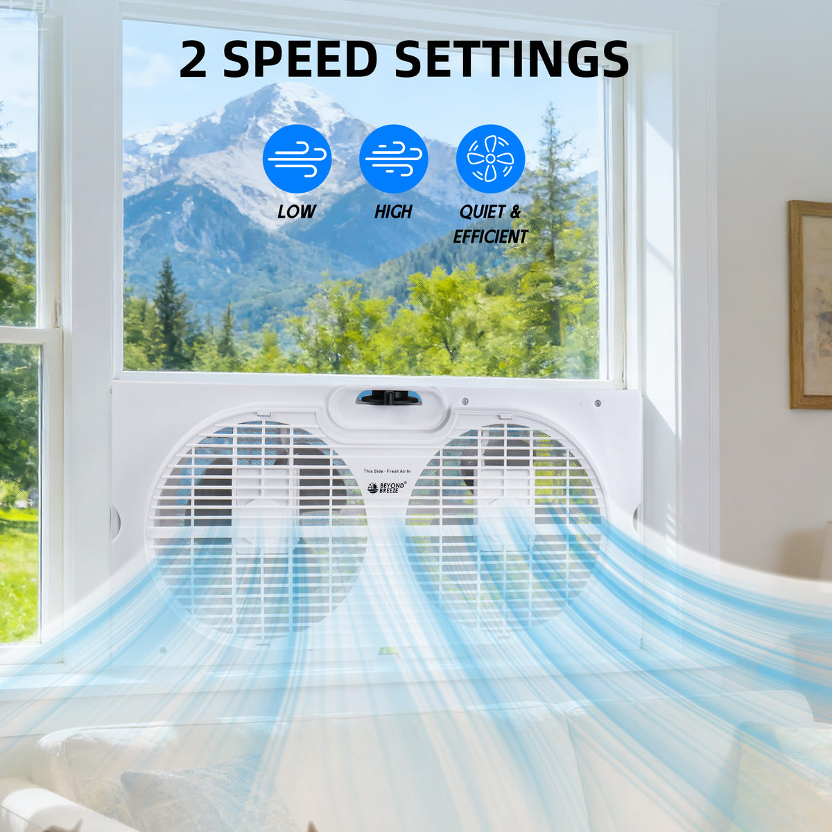Twin Window Fan 9 Inch Dual Fan with Expanders 3-Speed Remote or Manual Control for Home Kitchen Bedroom Office