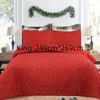 Christmas Quilt Set Queen King 3 Piece – Rustic Lodge Deer Snowman Snowflake Holiday Bedding Ensemble, Quilted Bedspread Coverlet with Pillow Shams, Machine Washable Lightweight Comforter
