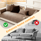 Chenille Sofa Cover for 3 4 Seater Washable Non-Slip Couch Cover Pet Friendly Furniture Protector Gray Brown Living Room