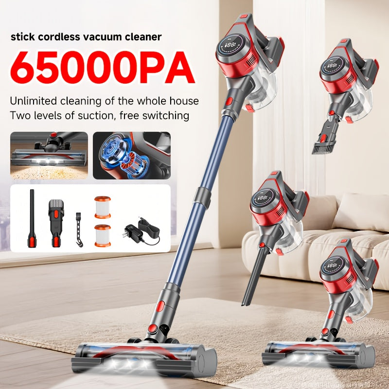 8-in-1 Cordless Stick Vacuum 65KPa with Detachable Battery Display – Lightweight Handheld Bagless Vacuum, 45-Min Runtime, 2200mAh for Hardwood Floors, Carpets & Pet Hair