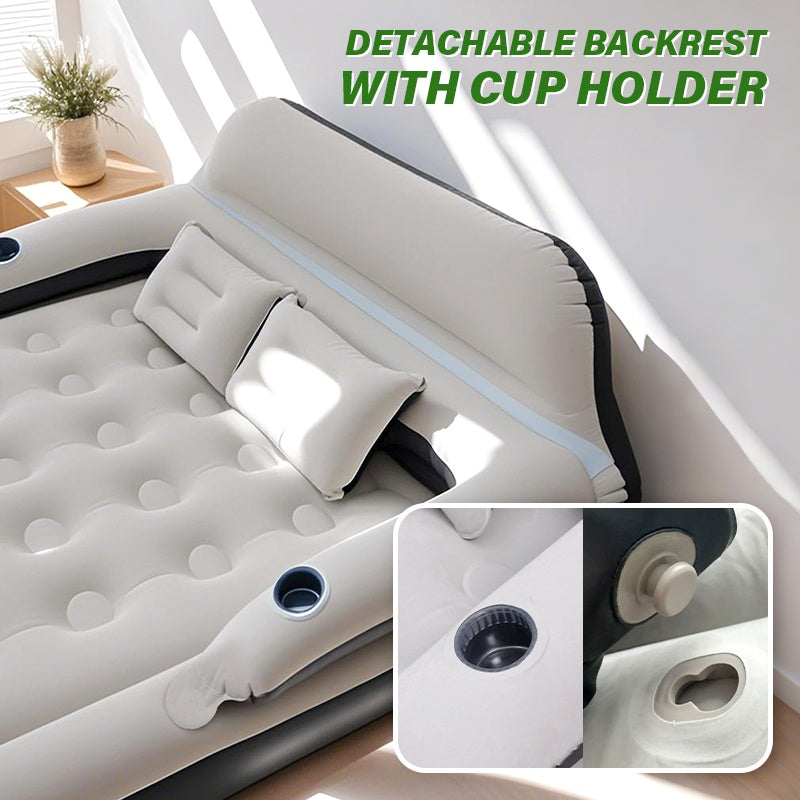 Inflatable Air Mattress Double Bed with Backrest Pillow & Built-In Pump – Portable Camping & Home Guest Bed, 39in Wide Self-Inflating Sleep Mat