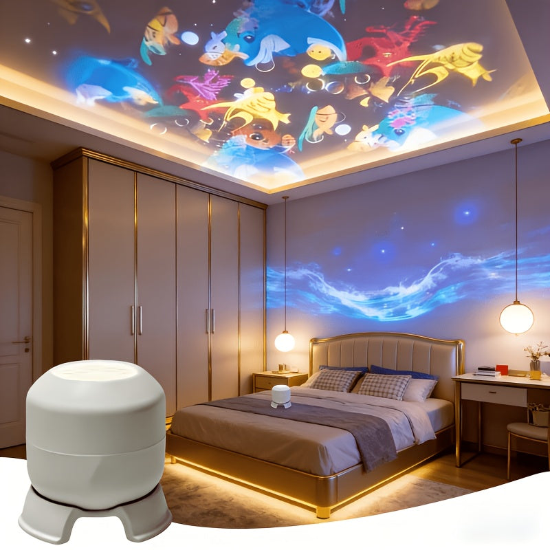 LED Ocean Night Light Projector with 360° Rotation – Dynamic Wave Projection, Soft Eye-Care Light, Sleep Aid Lamp for Bedroom, Living Room, Kids Room & Game Room – Portable Home Decor Gift