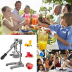 Manual Citrus Juicer Heavy Duty Cast Iron Hand Press Juice Squeezer for Orange Lemon Lime Pomegranate - Commercial Grade Fruit Juicer with Safety Lock & Stainless Steel Strainer