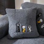 Sherpa Sofa Cover with Cat Paw Embroidery – Thick Plush Non-Slip Couch Slipcover, Pet-Friendly & Machine Washable Furniture Protector