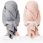 Microfiber Hair Towel Wrap for Women Super Absorbent Quick Dry Anti-Frizz Turban – Large 27.5"x39.4" for Curly Long Short Wet Hair | Pink