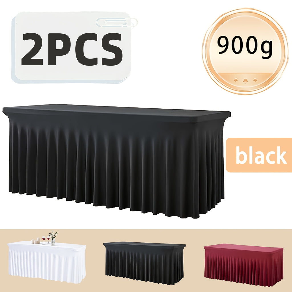 Rectangle Tablecloth with Skirt Wrinkle-Resistant Table Cover for Weddings Birthdays Graduations Black White Red 1 2 4 8 Pcs